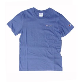 Champion TEE Light Cotton Jersey Donna Logo Piccolo Cotone Avio