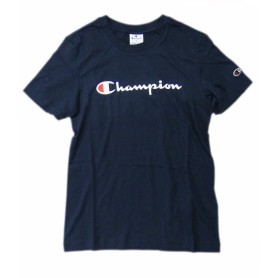 Champion TEE Light Cotton Jersey Donna Logo Grande Cotone Blu navy