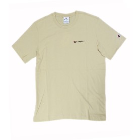 Champion SS TEE Light Cotton Jersey Uomo Logo Piccolo Cotone Beige