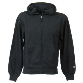 Champion FULL ZIP HOODIE SWEATSHIRT Heavy Soft Compact Spring Poly Terry Donna Nero
