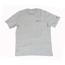Champion SS TEE Light Cotton Jersey Uomo Logo Piccolo Cotone Grigio