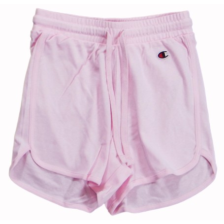 Champion SHORT Soft Cotton Rib Donna Logo Piccolo Cotone Rosa