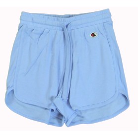 Champion SHORT Soft Cotton Rib Donna Logo Piccolo Cotone Avio