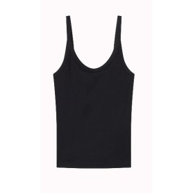 Canotta Donna Icons a Costina Stretch Nera – Vestibilità Fitted con Logo Ricamato