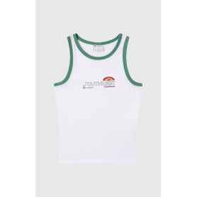 Champion Canotta ringer donna con grafica – Top senza maniche in cotone stile sportivo casual Bianco