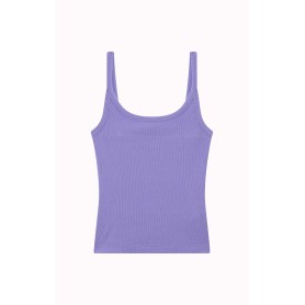 Canotta Donna Icons a Costina Stretch Lilla – Vestibilità Fitted con Logo Ricamato