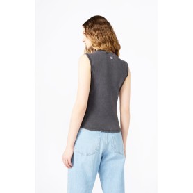 Canotta donna Champion Icons – Smanicata in tessuto a costina elasticizzata con effetto slavato Nero