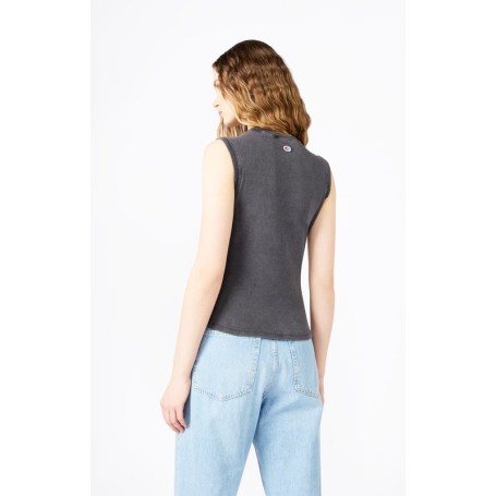 Canotta donna Champion Icons – Smanicata in tessuto a costina elasticizzata con effetto slavato Nero