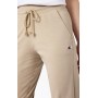 Pantaloni Donna Champion Icons Slim Fit con Polsino in Cotone Elasticizzato Beige