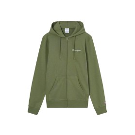 Champion Felpa Uomo con Cappuccio e Zip Icons Regular Fit in Cotone e Poliestere 310 g con Tasche e Logo Ricamato Verde