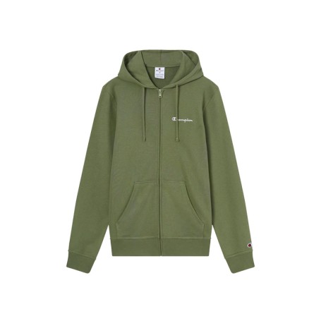 Champion Felpa Uomo con Cappuccio e Zip Icons Regular Fit in Cotone e Poliestere 310 g con Tasche e Logo Ricamato Verde