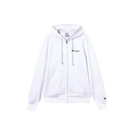 Champion Felpa Uomo con Cappuccio e Zip Icons Regular Fit in Cotone e Poliestere 310 g con Tasche e Logo Ricamato Bianco