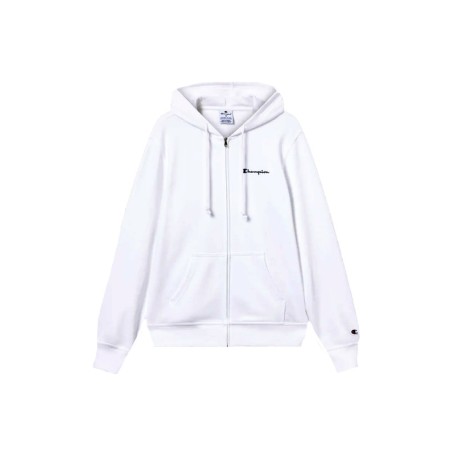 Champion Felpa Uomo con Cappuccio e Zip Icons Regular Fit in Cotone e Poliestere 310 g con Tasche e Logo Ricamato Bianco