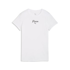 Puma T-Shirt Donna ESS Script in Cotone Beige – Maglietta Girocollo Regular Fit Casual Manica Corta PUMA White