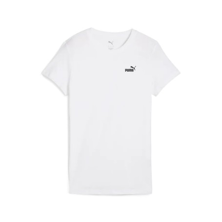 Puma T-Shirt Donna ESS Small Logo Nera in Cotone Manica Corta Relaxed Fit Casual Bianco