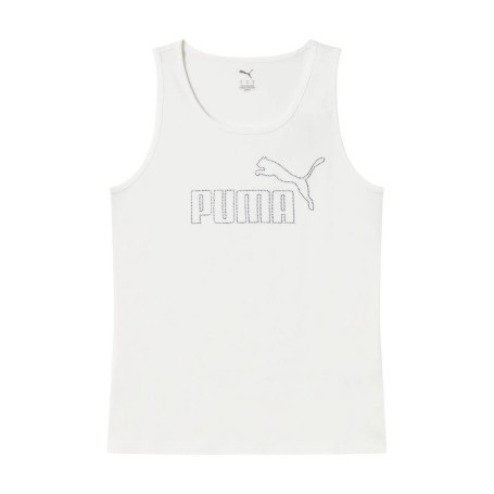 Puma Canotta Donna Lavanda in Cotone – Tank Top Sportivo Casual con Logo Lucido Bianco