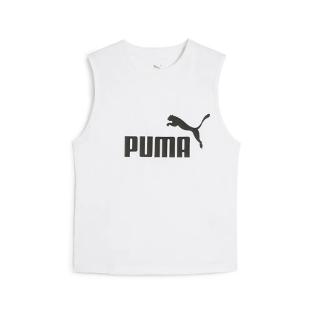 Puma Canotta Donna Sportiva Slim Fit in Cotone – Tank Top Girocollo con Logo N.1 PUMA White