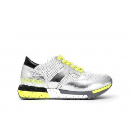 SNEAKER IN SIMILPELLE LAMINATA E RETE GLITTER