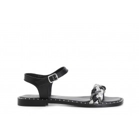 SANDALO FASCIA STRASS E RAFFIA INTRECCIATA