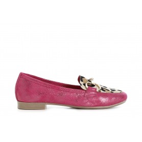 MOCASSINO IN PELLE GLITTER E CAVALLINO