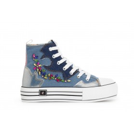 SNEAKERS MID IN TESSUTO CON STRASS
