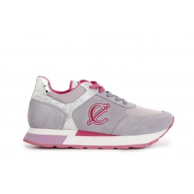 SNEAKERS IN PELLE SCAMOSCIATA E TESSUTOCON RIPORTI GLITTER