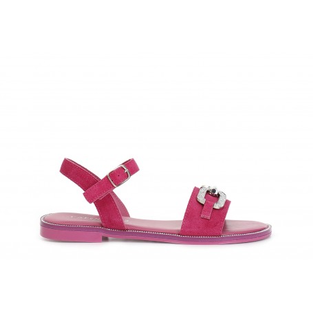SANDALO IN PELLE SCAMOSCIATA CON ACCESSORIO GIOIELLO