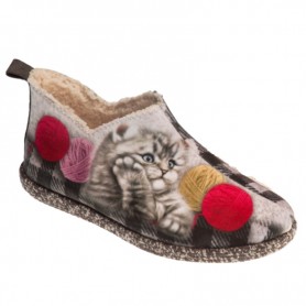 TanahLot pantofole ciabatte donna stampa gatto gomitoli in tessuto morbido 9352880AN