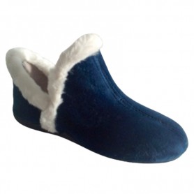 TanahLot pantofole ciabatte donna in tinta unita in morbido tessuto blu con bordo pelo