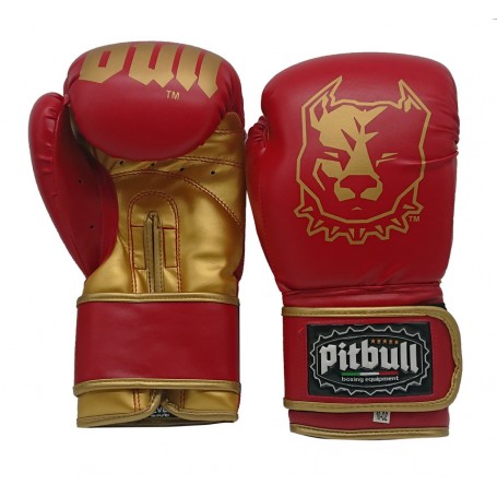 Pitbull Boxing Equipment Guanti Boxe GL 37R-10 Once -10 OZ Rosso Guanti Kick Boxing-Muay Thai 10 Once